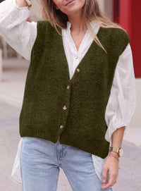 PRETTYGARDEN Womens Fall Sleeveless Button Down Sweater Vest  Soft Knit Fabric, Fashion Deep V Neck, Casual Loose Fit Sweater, Going Out Outfits, 2026 Trendy Winter Clothes
