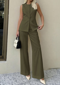 PRETTYGARDEN Women's 2 Piece Sets Summer 2026 Work Clothes Sleeveless Blazer Vest Pants Suits Spring Business Casual Outfits PRETTYGARDEN