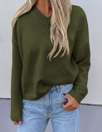 PRETTYGARDEN Women's Fall Fashion V Neck Cozy Sweaters | Soft Stretchy Warm, Chunky Knit Pullover, Loose Fit Long Sleeve Tops, Dressy Casual Blouses,Trendy Holiday Winter Outfits