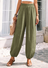 PRETTYGARDEN Womens 2026 Summer Casual Pants High Waisted Loose Wide Leg Palazzo Pockets Lounge Beach Travel Trousers Outfits