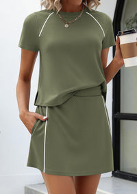 PRETTYGARDEN Women's 2026 Summer 2 Piece Skirt Sets Short Sleeve Shirts Tops Skorts Matching Workout Clothes Travel Outfits