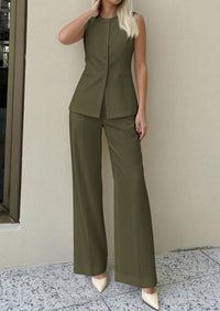 PRETTYGARDEN Women's 2 Piece Sets Summer 2026 Work Clothes Sleeveless Blazer Vest Pants Suits Spring Business Casual Outfits PRETTYGARDEN