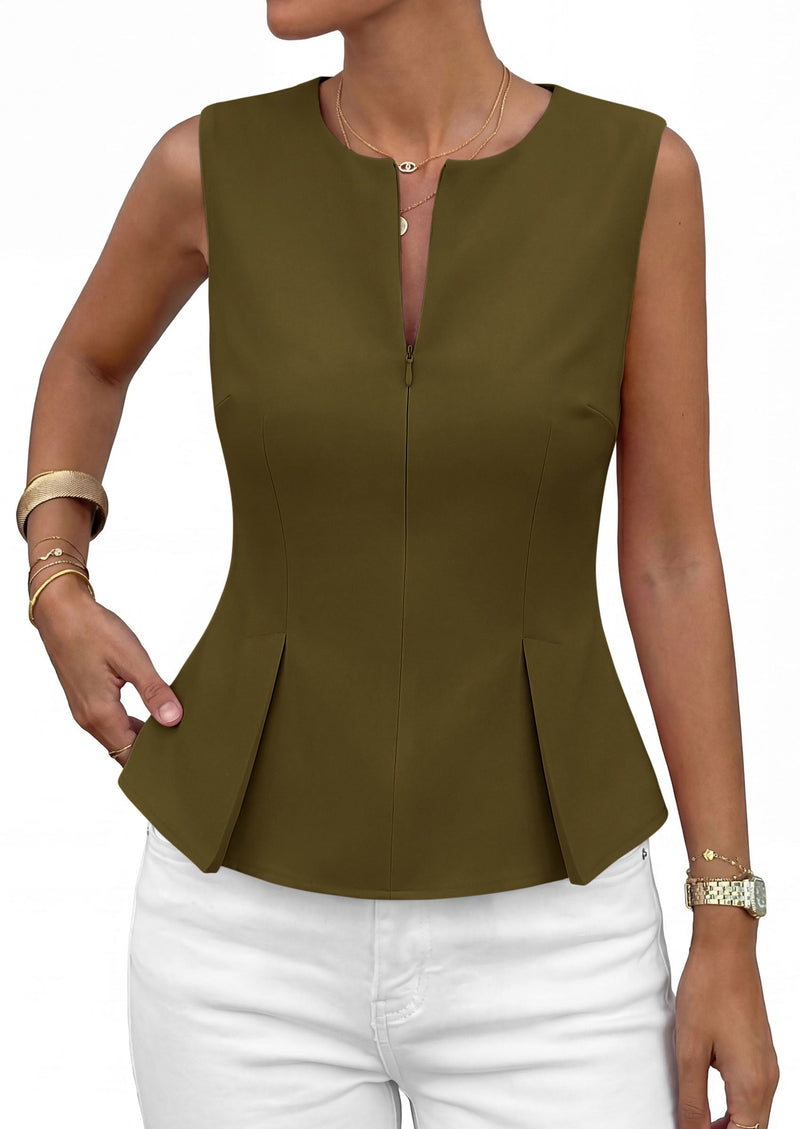 PRETTYGARDEN Women's 2026 Summer Vest Tops Business Casual Going Out Outfits Sleeveless Zip Up Dressy Tank Top Suit Waistcoat PRETTYGARDEN