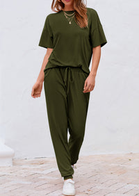 PRETTYGARDEN Women's Two Piece Lounge Sets Spring Summer Jogger Pants Vacation Outfits Travel Airplane Matching Clothes