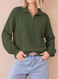 PRETTYGARDEN Women's Quarter Zip Pullover Oversized Sweaters | Collared Neck, Long Balloon Sleeve, Jumper Tops, Soft Cozy Knit, Ribbed Hem, Loose Fit, Fall Outfits, Winter Fashion Clothing