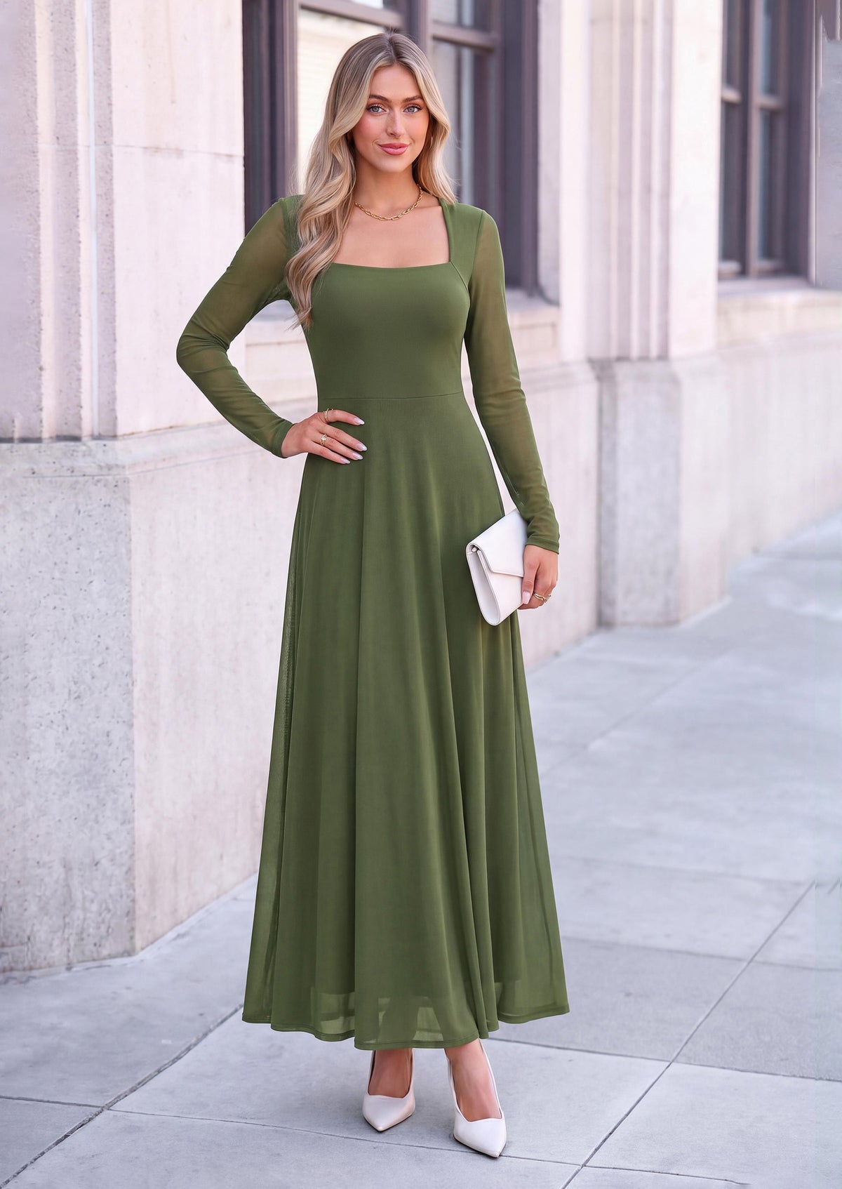 PRETTYGARDEN Women's Flowy Maxi Mesh Fall Cocktail Wedding Guest Dresses