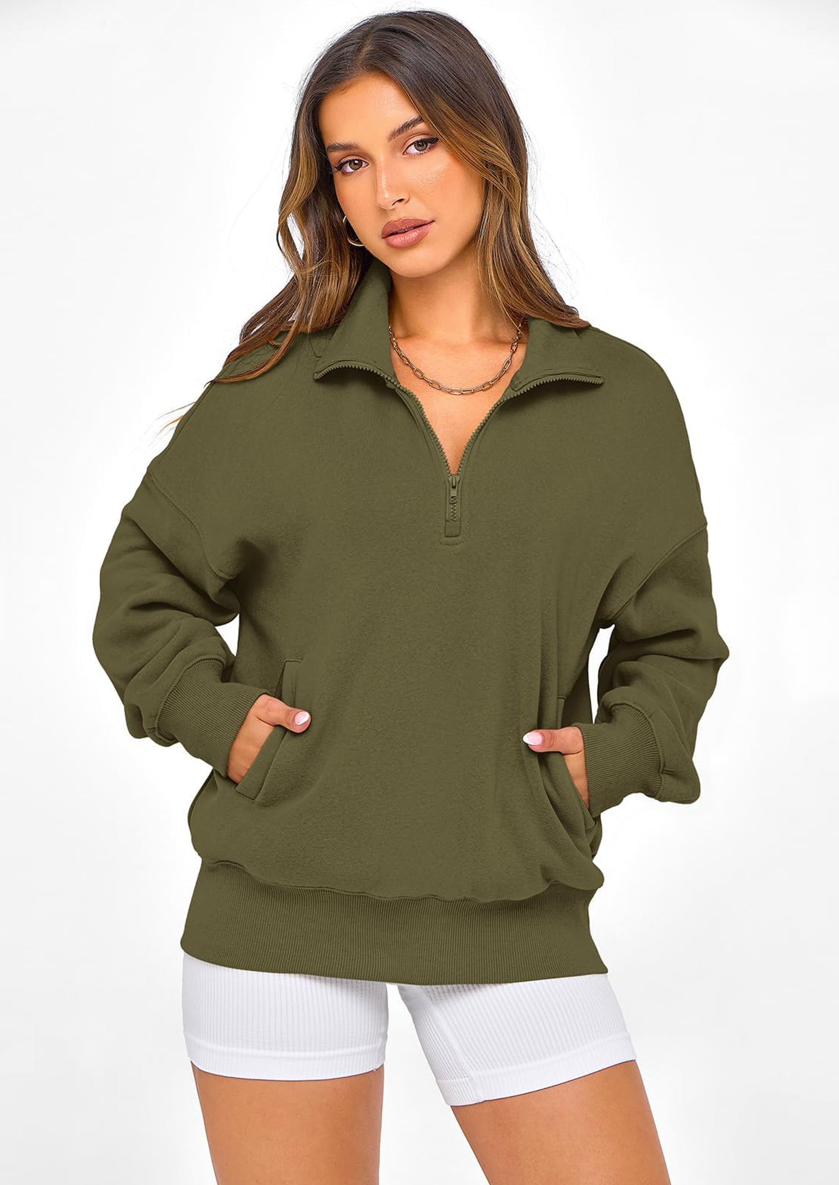 PRETTYGARDEN Womens Half Zip Oversized Sweatshirts Fleece Hoodies Trendy Long Sleeve Pullover Tops Y2k Spring Outfits