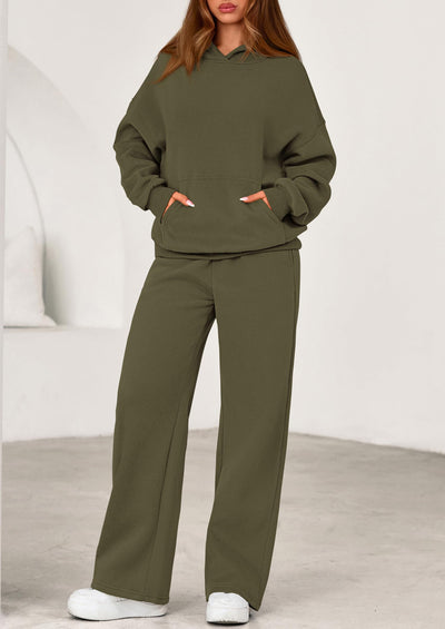 PRETTYGARDEN Women's 2 Piece Outfits Fall Sweatsuits Oversized Hoodies Wide Leg Sweatpants Tracksuits Lounge Matching Sets PRETTYGARDEN