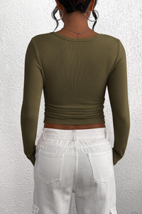 PRETTYGARDEN Women's Spring Fall Long Sleeve Henley T Shirts Button Ribbed Knit Slim Fit Casual Basic Tops Blouse