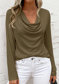 PRETTYGARDEN Womens Spring Tops Dressy Cowl Neck Long Sleeve Shirts Loose Business Casual Blouses Teacher Tunic Top PRETTYGARDEN