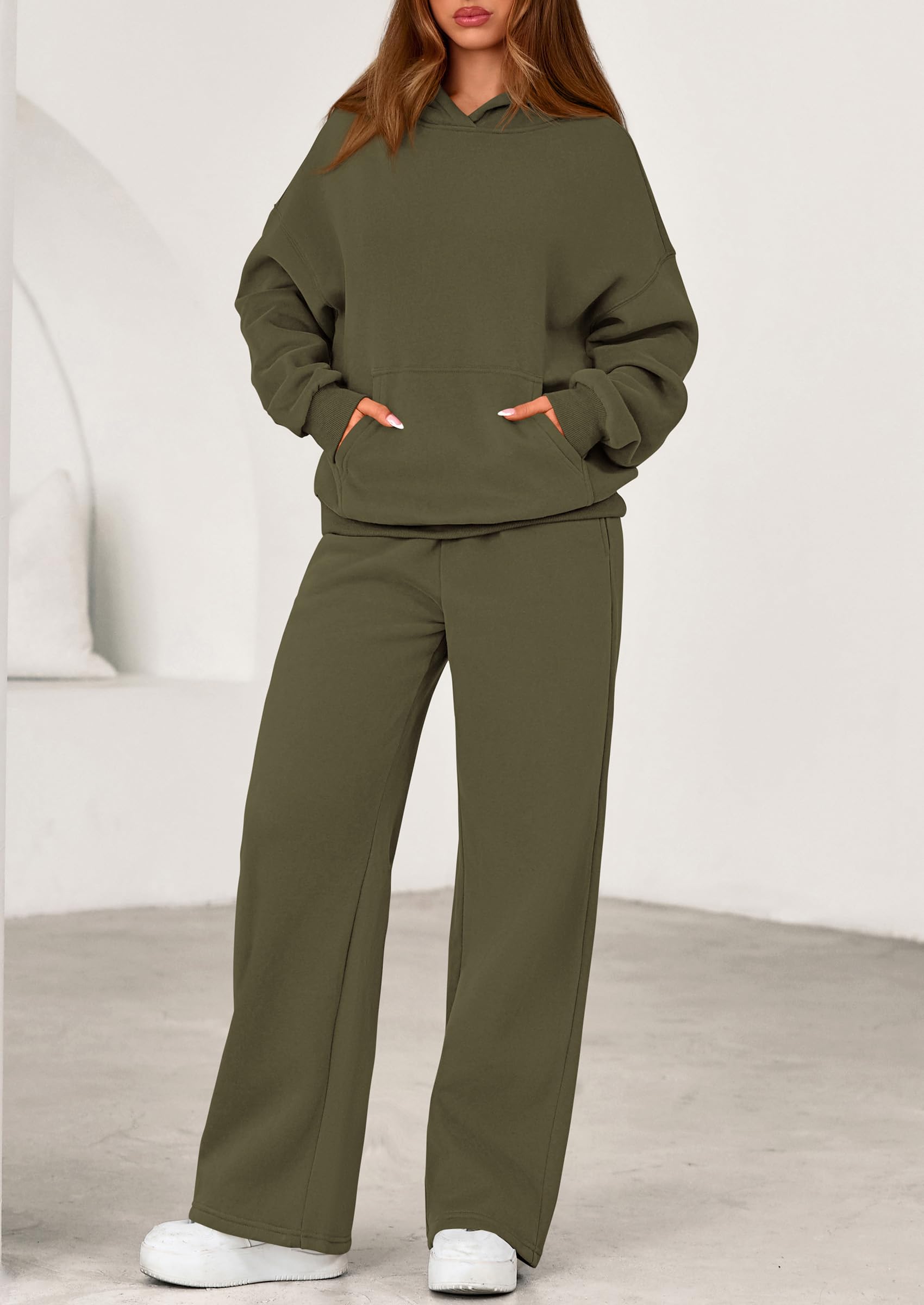 PRETTYGARDEN Women's 2 Piece Outfits Fall Sweatsuits Oversized Hoodies Wide Leg Sweatpants Tracksuits Lounge Matching Sets PRETTYGARDEN