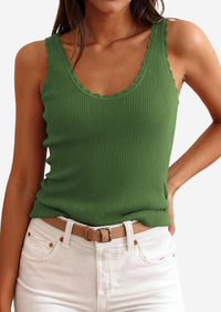 PRETTYGARDEN Womens Summer Sleeveless Tank Tops V Neck Ruffle Lightweight Ribbed Knit Shirt Casual Going Out Top PRETTYGARDEN