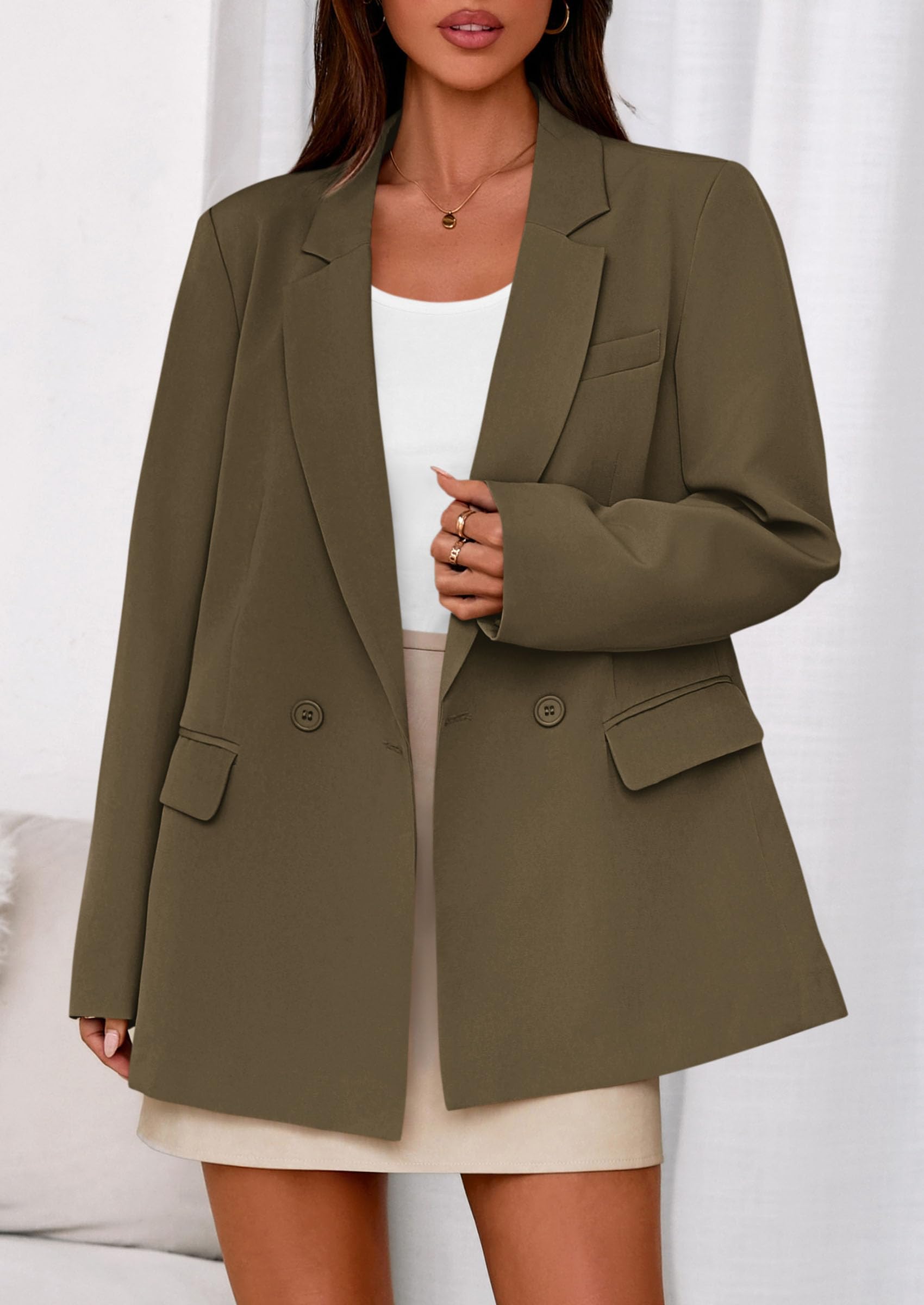 PRETTYGARDEN Fall Blazers for Women Business Casual Long Sleeve Lapel Pockets Dressy Suit Jackets Work Office Clothes PRETTYGARDEN