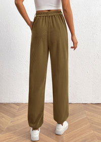 PRETTYGARDEN Women's Pants Dressy Casual Fall Elastic High Waisted Work Office Corduroy Trouser Slacks with Pockets