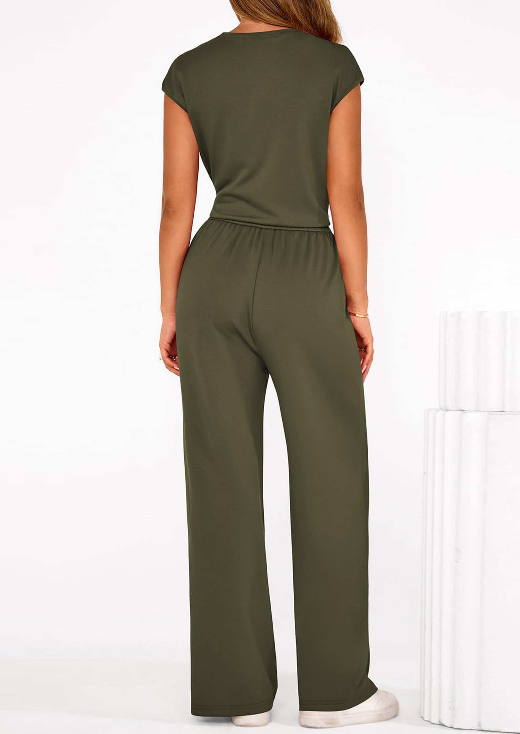 PRETTYGARDEN 2 Piece Matching Lounge Sets For Women Summer Short Sleeve Tie Front Crop Tops Casual Wide Leg Pants Tracksuit PRETTYGARDEN