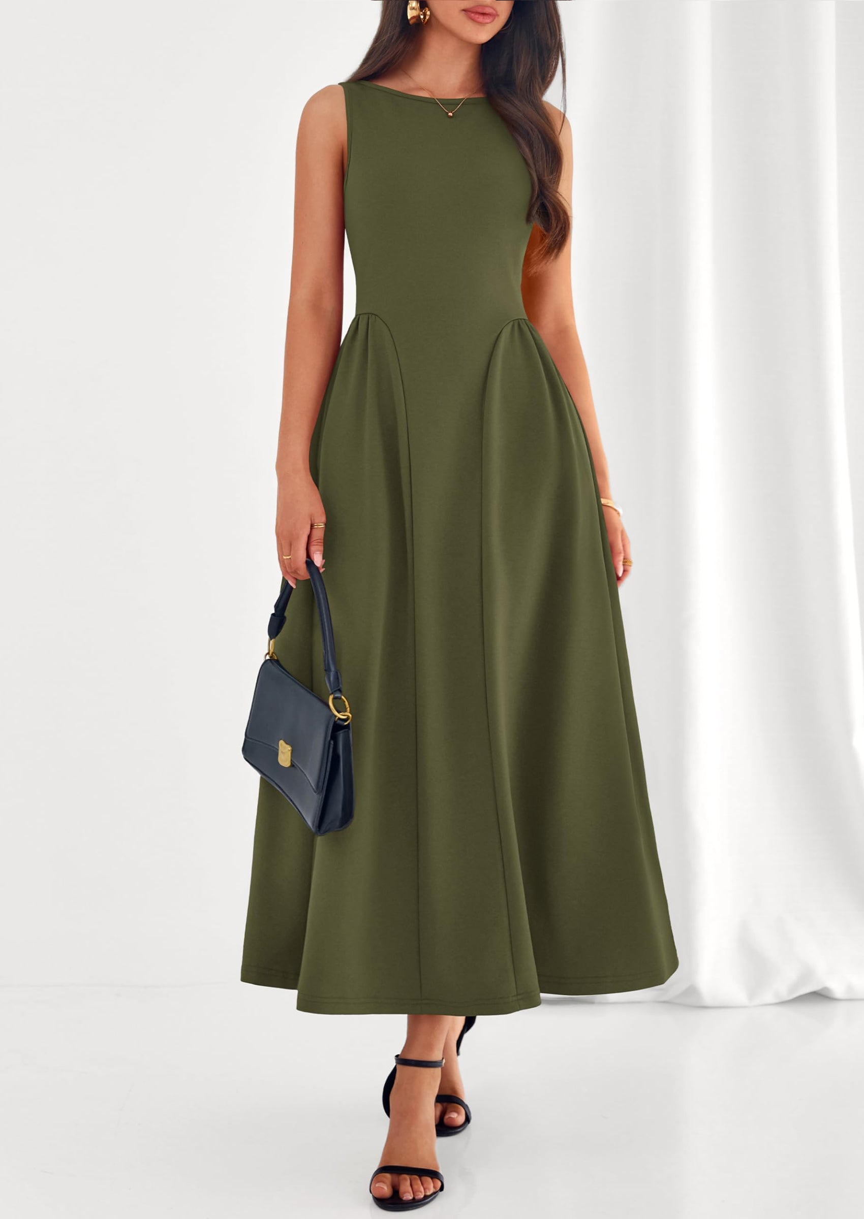 PRETTYGARDEN Summer Sleeveless Maxi Dresses for Women Elegant Classy A Line Tank Formal Midi Long Wedding Guest Dress PRETTYGARDEN