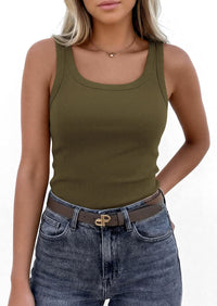 PRETTYGARDEN Womens Summer Tops Spring Cute Sleeveless Scoop Neck Workout Tank Top Casual Ribbed Knit Basic Cami Shirts PRETTYGARDEN