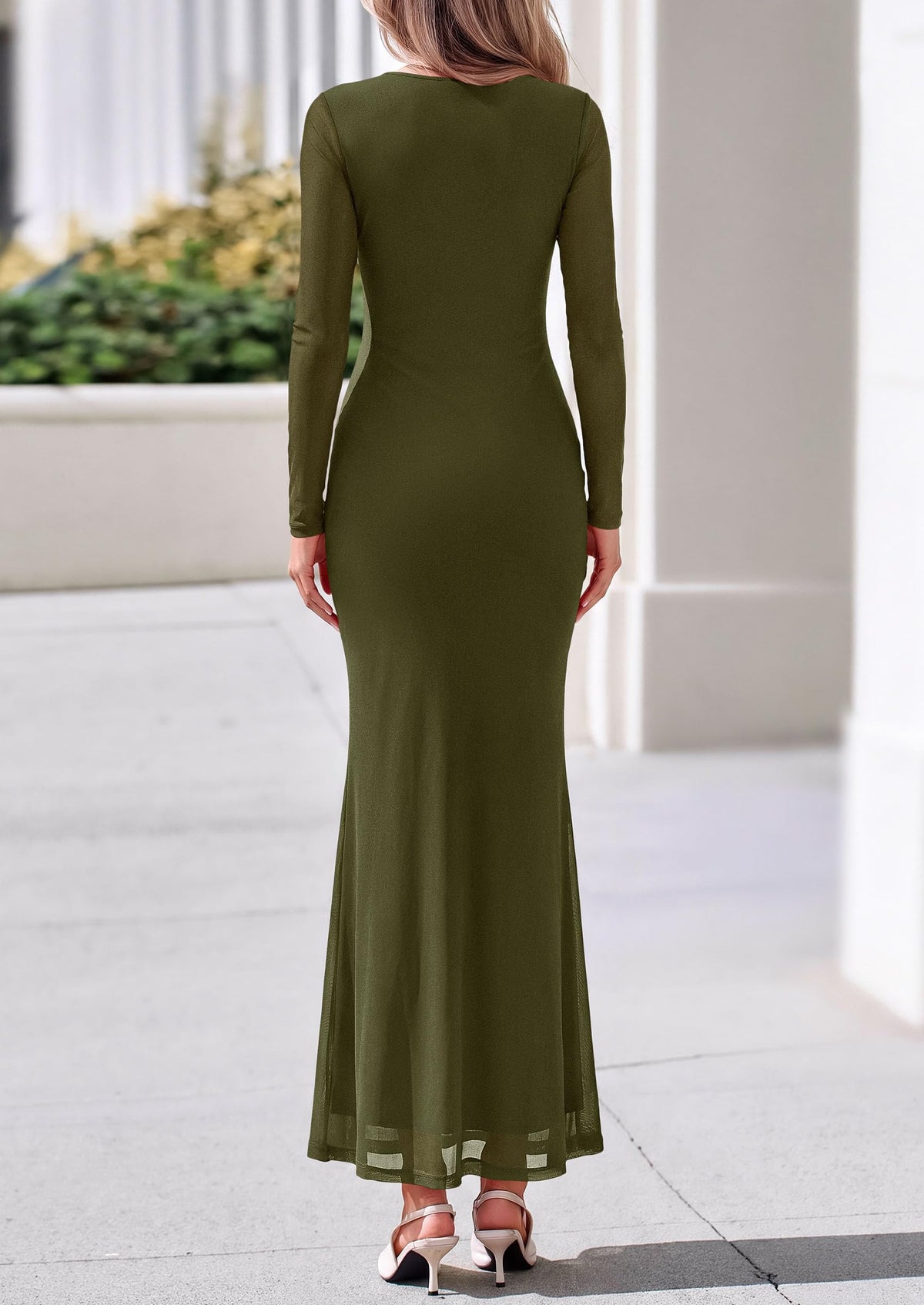 PRETTYGARDEN Women's Long Sleeve Tie Waist Maxi Dresses						  Sexy Mesh Style,Ruched Design,Wedding Guest,Cocktail Party,Night Out,2026 Early Fall Fashion Outfits,Cute Spring Dress