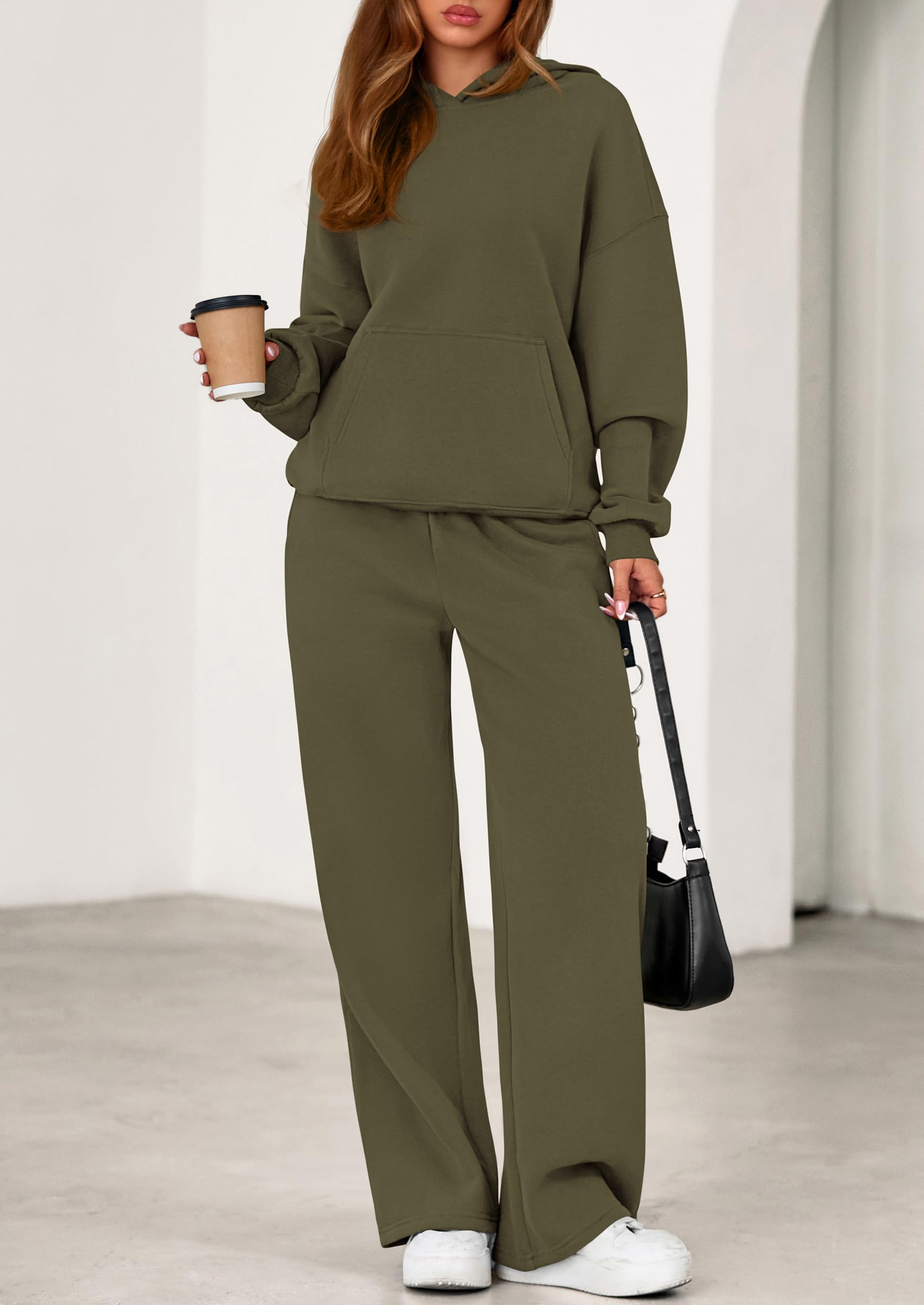 PRETTYGARDEN Women's 2 Piece Outfits Fall Sweatsuits Oversized Hoodies Wide Leg Sweatpants Tracksuits Lounge Matching Sets PRETTYGARDEN