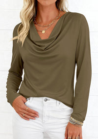 PRETTYGARDEN Womens Spring Tops Dressy Cowl Neck Long Sleeve Shirts Loose Business Casual Blouses Teacher Tunic Top PRETTYGARDEN
