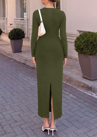 PRETTYGARDEN Women's Long Sleeve Ruched Bodycon Wedding Guest Maxi Dresses  Deep V Neck, Wrap Draped Dress, Slim Fit, Stretchy, Formal Maxi Dress 2026, Elegant Cocktail Party, Holiday Outfits