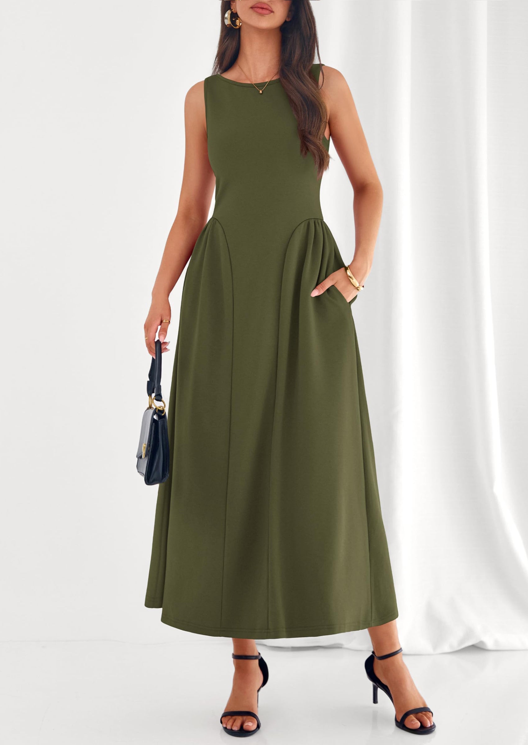 PRETTYGARDEN Summer Sleeveless Maxi Dresses for Women Elegant Classy A Line Tank Formal Midi Long Wedding Guest Dress PRETTYGARDEN