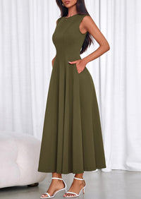 PRETTYGARDEN Sleeveless Crewneck Summer Maxi Dresses for Women Elegant Classy Semi Formal A Line Modest Party Dress PRETTYGARDEN