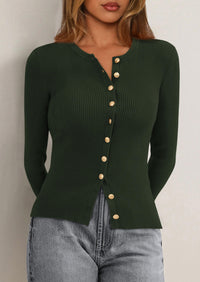 PRETTYGARDEN Womens Fall Cardigan Sweaters Lightweight Long Sleeve Button up Ribbed Knit Tops Winter Fashion Clothes