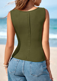 PRETTYGARDEN Womens Tank Tops Spring Casual Sleeveless Fitted Scoop Neck Basic Slim Cute Top Summer Shirt Beach Clothes PRETTYGARDEN