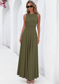 PRETTYGARDEN Womens Spring Dresses Casual Sleeveless Crewneck Aline Maxi Dress Stretch Tank Flowy Long Dresses