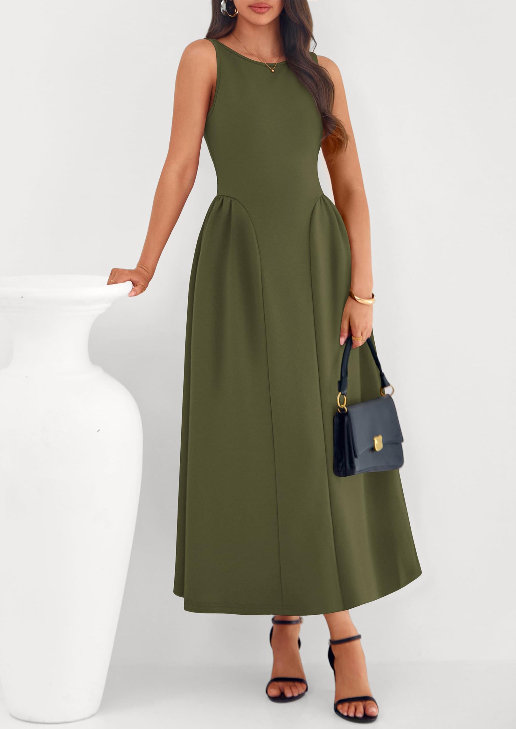 PRETTYGARDEN Summer Sleeveless Maxi Dresses for Women Elegant Classy A Line Tank Formal Midi Long Wedding Guest Dress PRETTYGARDEN