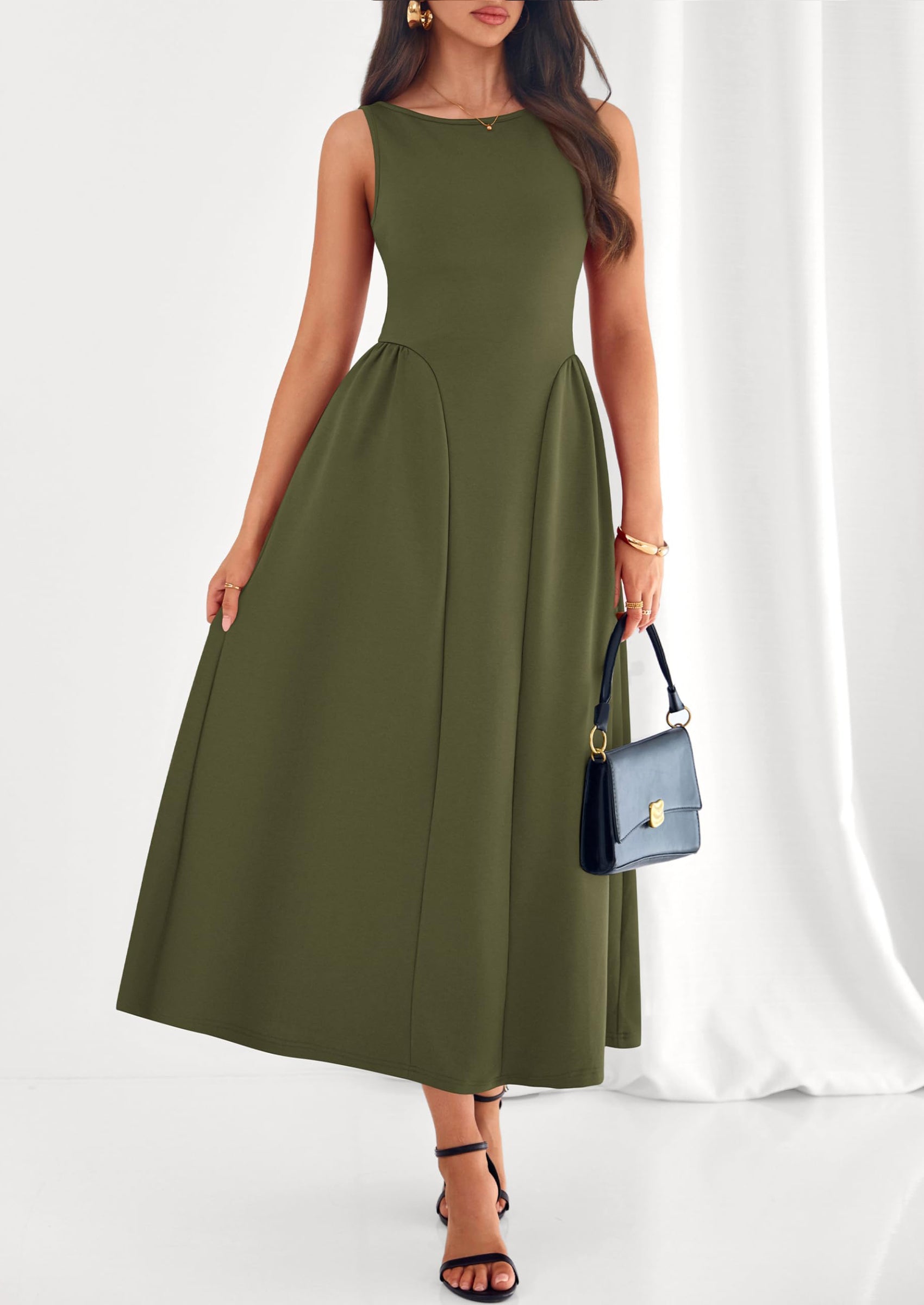 PRETTYGARDEN Summer Sleeveless Maxi Dresses for Women Elegant Classy A Line Tank Formal Midi Long Wedding Guest Dress PRETTYGARDEN