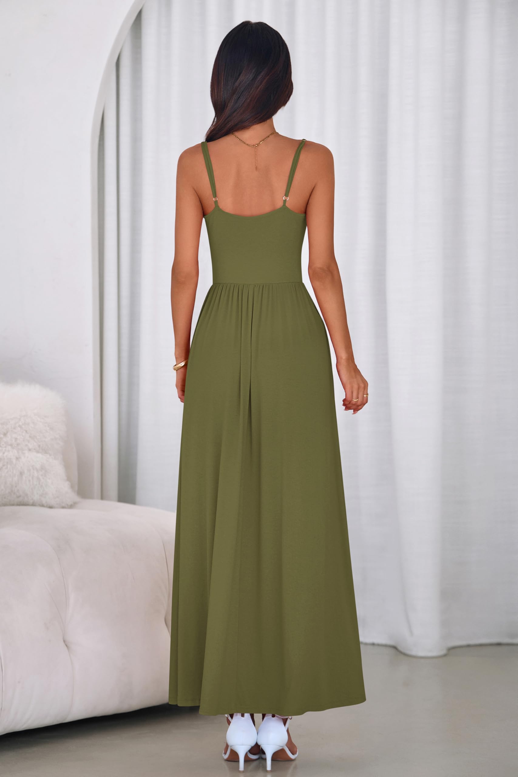 PRETTYGARDEN Womens Spaghetti Strap Maxi Dresses Sleeveless Summer Dress Long Casual Knit Flowy Beach Sundresses with Pockets PRETTYGARDEN