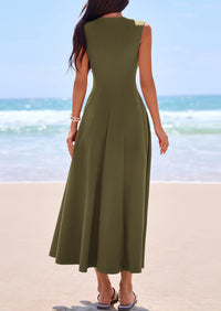 PRETTYGARDEN Sleeveless Crewneck Summer Maxi Dresses for Women Elegant Classy Semi Formal A Line Modest Party Dress PRETTYGARDEN