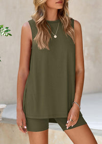 PRETTYGARDEN 2 Piece Sets for Women Summer Matching Lounge Shorts Set Resort Airport Travel Loungewear Outfits Clothing