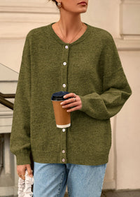 PRETTYGARDEN Fall Long Sleeve Cardigans for Women Trendy Open Front Winter Button Down Crewneck Soft Knit Sweater Jacket