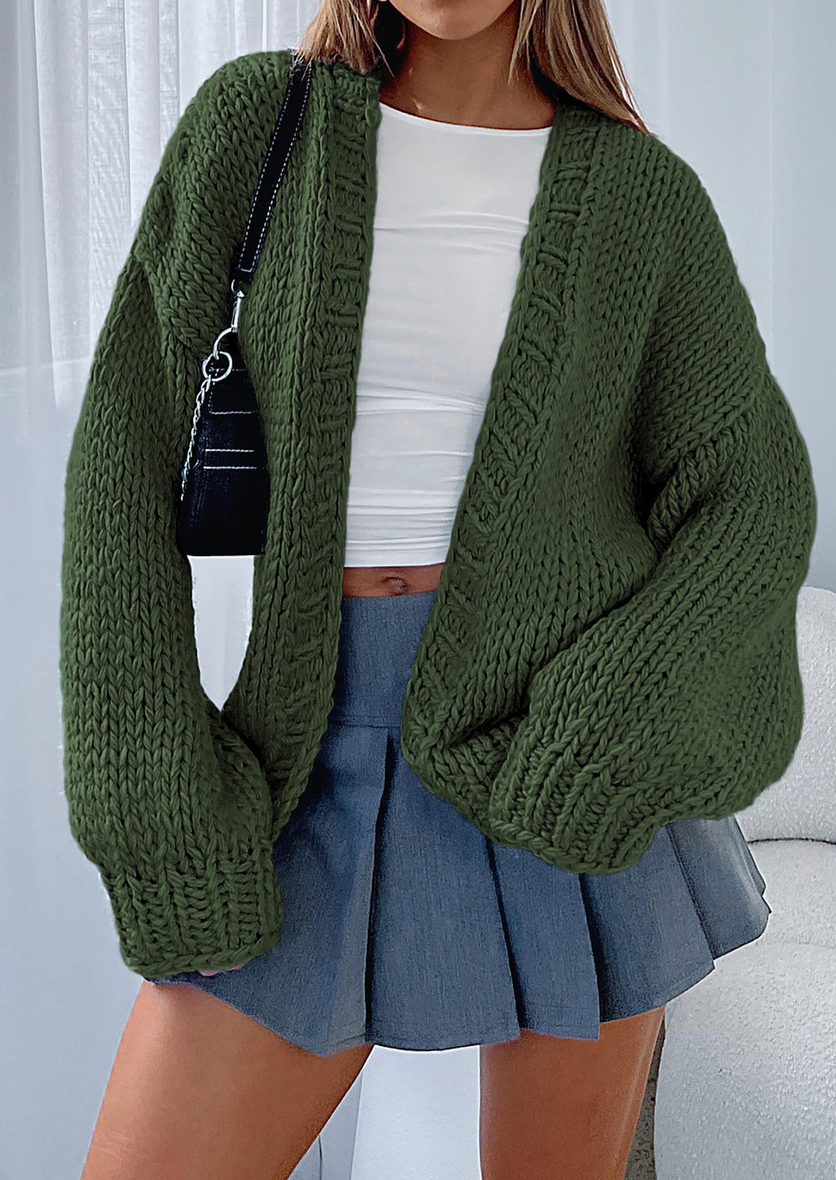 PRETTYGARDEN Cardigan Sweaters for Women Trendy Fall Fashion Long Sleeve Chunky Knit Cardigans Winter Clothing Outfits