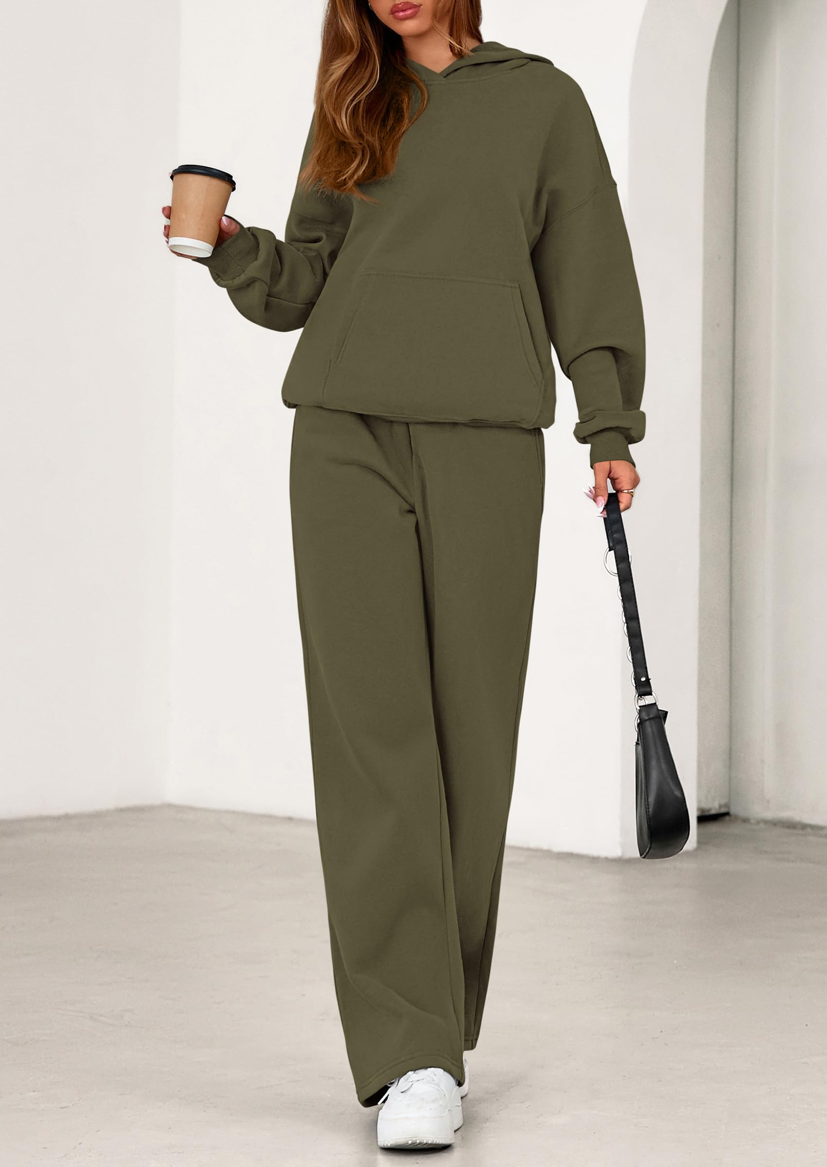 PRETTYGARDEN Women's 2 Piece Outfits Fall Sweatsuits Oversized Hoodies Wide Leg Sweatpants Tracksuits Lounge Matching Sets PRETTYGARDEN