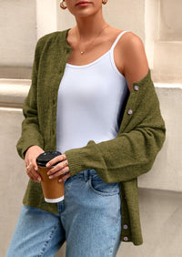 PRETTYGARDEN Fall Long Sleeve Cardigans for Women Trendy Open Front Winter Button Down Crewneck Soft Knit Sweater Jacket