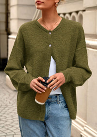 PRETTYGARDEN Fall Long Sleeve Cardigans for Women Trendy Open Front Winter Button Down Crewneck Soft Knit Sweater Jacket