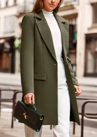 PRETTYGARDEN Women's Spring Fall Long Blazer Jackets Long Sleeve Lapel Pockets Loose Fit Work Casual Blazers Outerwear