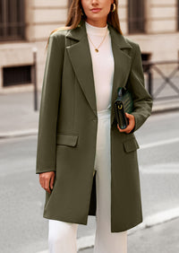 PRETTYGARDEN Women's Spring Fall Long Blazer Jackets Long Sleeve Lapel Pockets Loose Fit Work Casual Blazers Outerwear