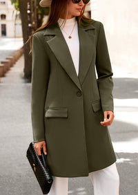 PRETTYGARDEN Women's Spring Fall Long Blazer Jackets Long Sleeve Lapel Pockets Loose Fit Work Casual Blazers Outerwear