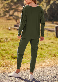 PRETTYGARDEN Women's Fall 2 Piece Lounge Set Long Sleeve Tops Ribbed Pants Spring Matching Sweatsuit Travel Outfits Clothes