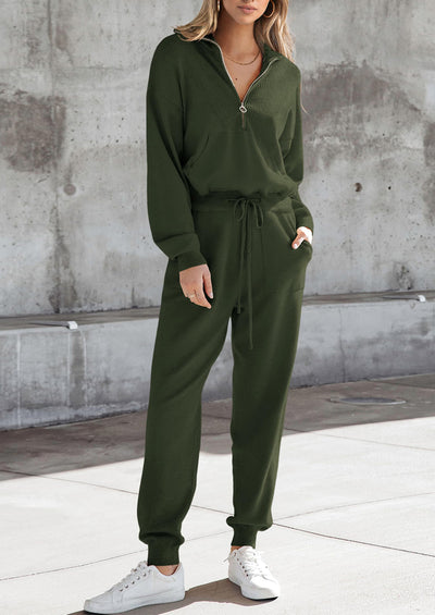 PRETTYGARDEN Women's 2 Piece Sweater Set Pullover Zip Up Sweatshirt Jogger Sweatpants Tracksuit Casual Outfit