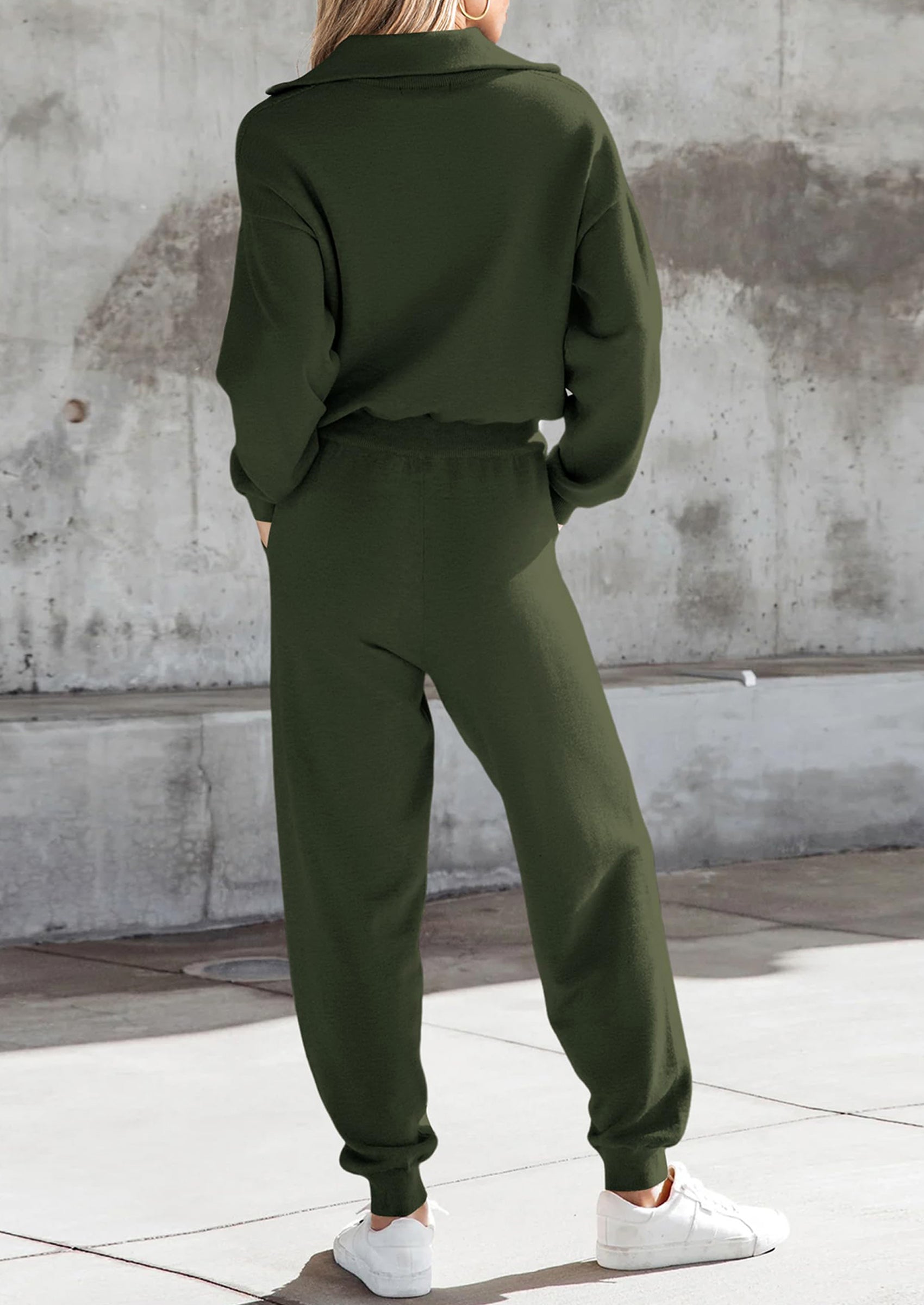 PRETTYGARDEN Women's 2 Piece Sweater Set Pullover Zip Up Sweatshirt Jogger Sweatpants Tracksuit Casual Outfit