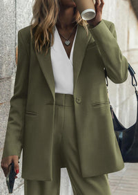 PRETTYGARDEN Women's Fall Two Piece Outfits Dressy Blazer Jacket and Wide Leg Pants Pockets Business Casual Office Suit Sets