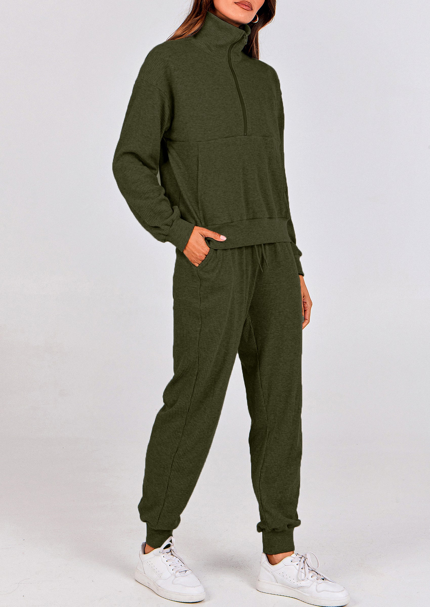 PRETTYGARDEN Women's Fall 2 Piece Lounge Sets Zip Up Sweatshirt Jogger Pants Sweat Track Suits Travel Outfit Winter Clothing