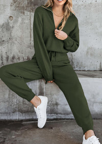 PRETTYGARDEN Women's 2 Piece Sweater Set Pullover Zip Up Sweatshirt Jogger Sweatpants Tracksuit Casual Outfit