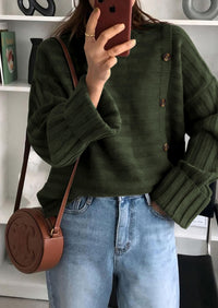 PRETTYGARDEN Womens Sweaters Fall Casual Long Sleeve Crewneck Button Loose Winter Knit Pullover Sweater Tops